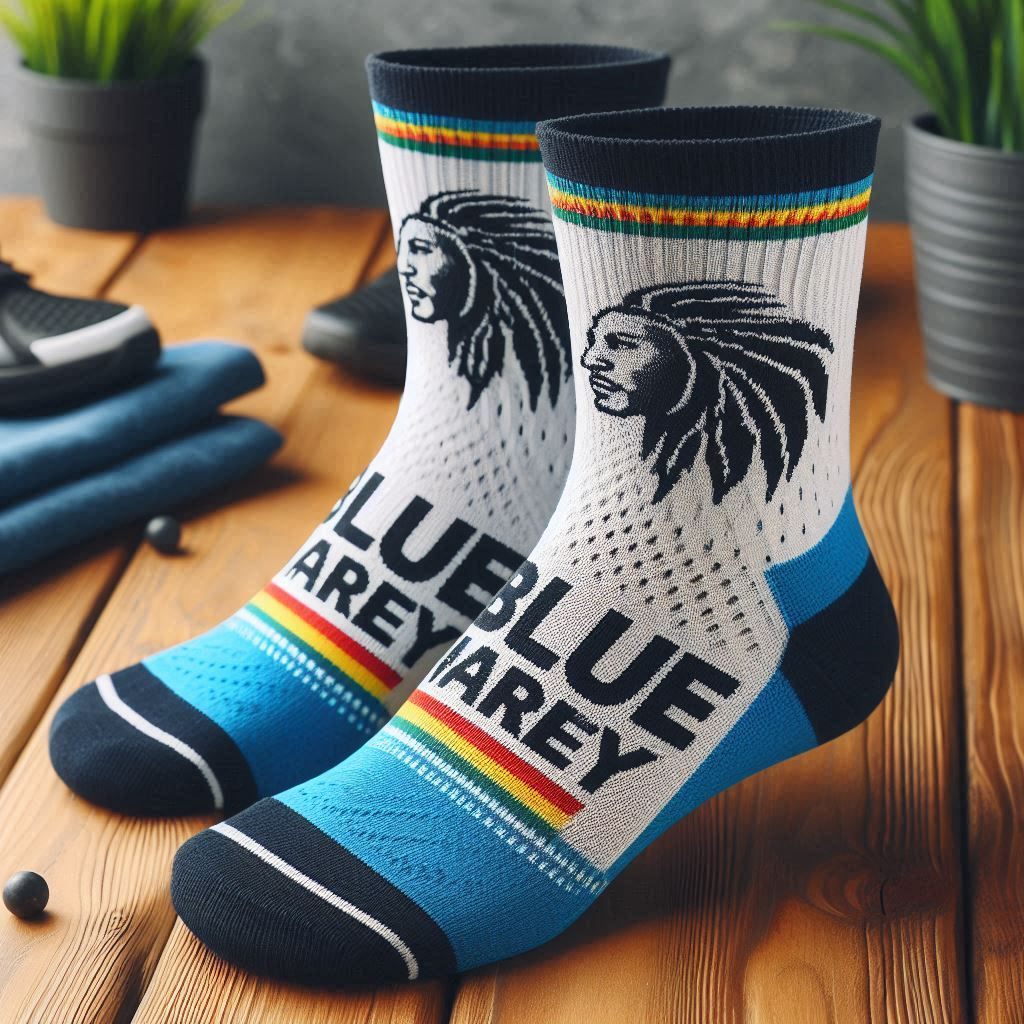 Custom socks for a team with their logo and name.
