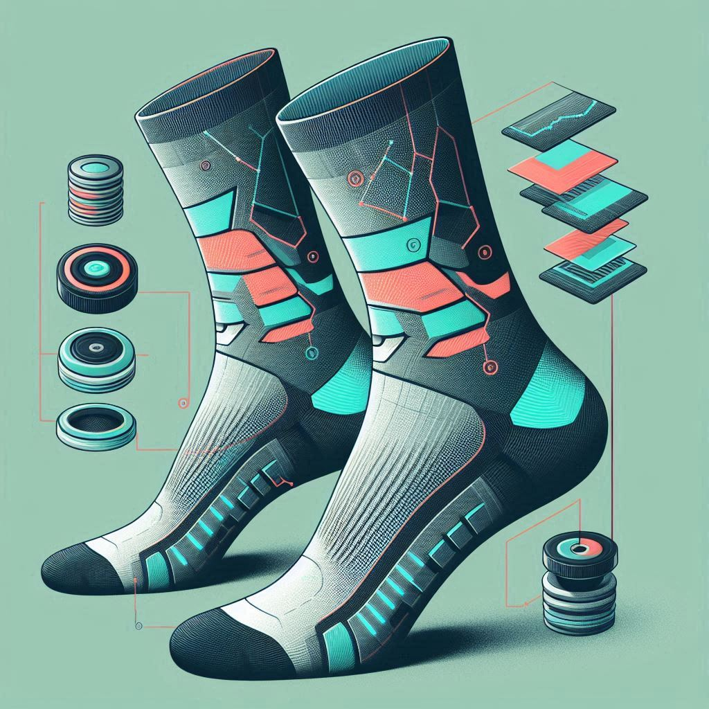 An illustration showing various parts of custom socks.