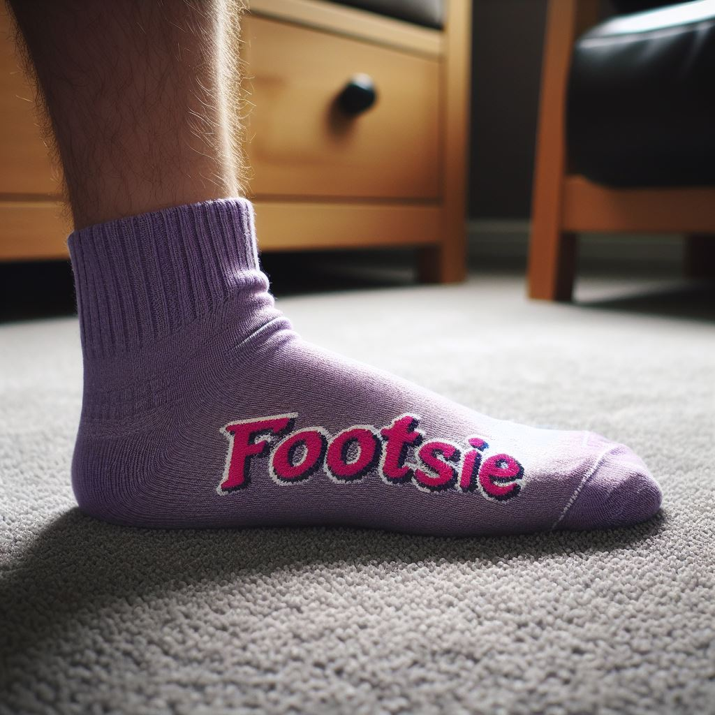 A person wearing a custom logo sock manufactured by EverLighten.