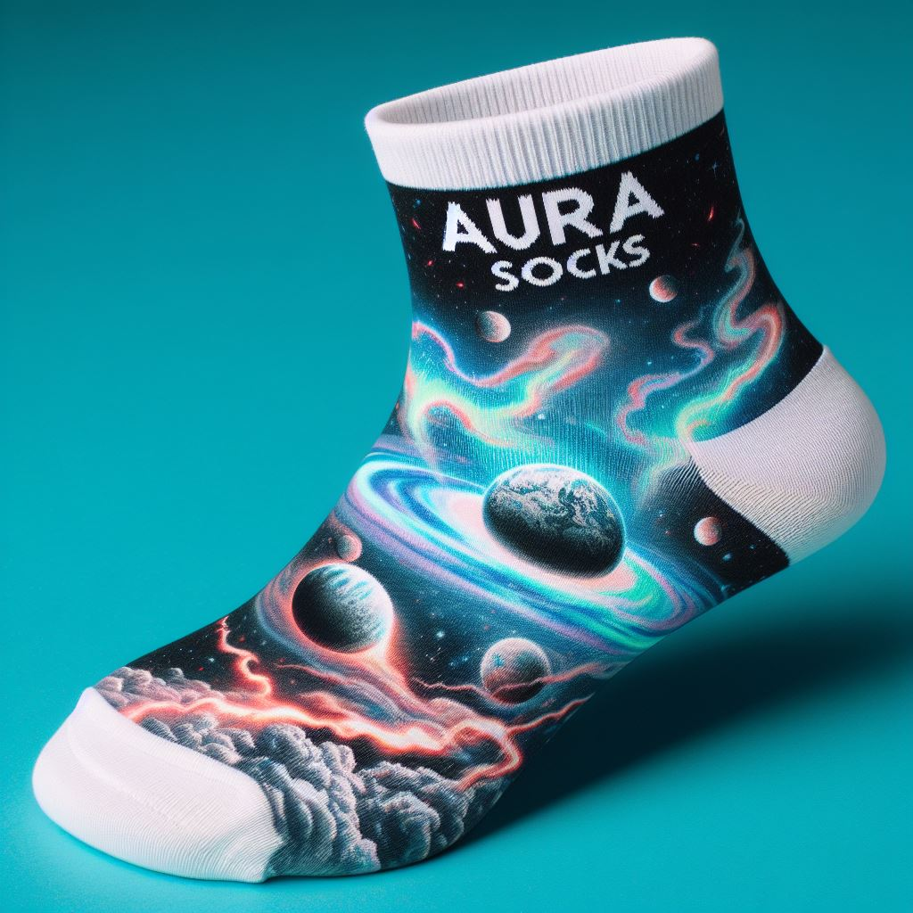 A custom sock manufactured by EverLighten with the Direct-to-Garment (DTG) Printing method.