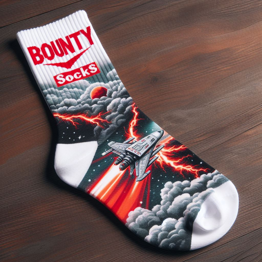A custom sock manufactured by EverLighten with the Heat Transfer Printing method.