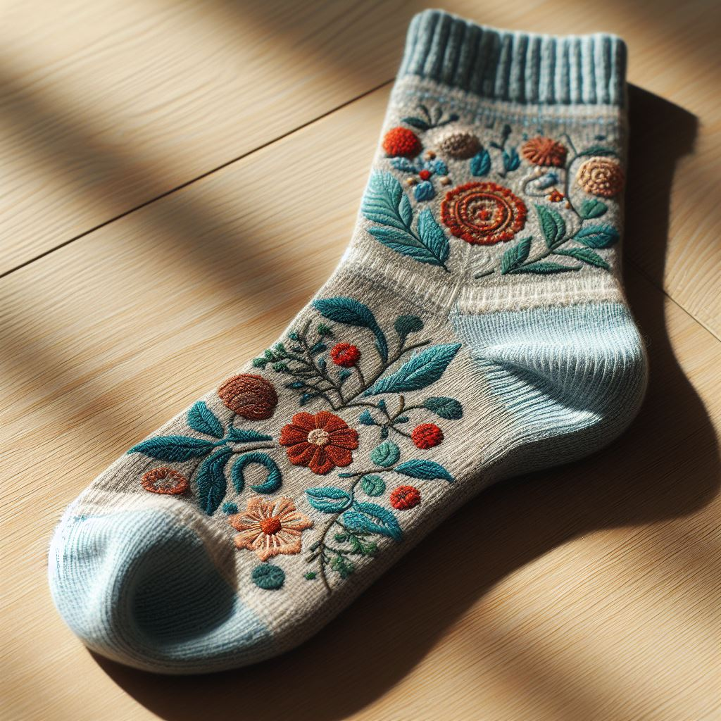 A custom sock manufactured by EverLighten with the Applique method.