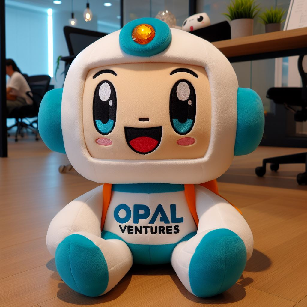 A custom plush toy with the company's logo. It is manufactured by EverLighten.