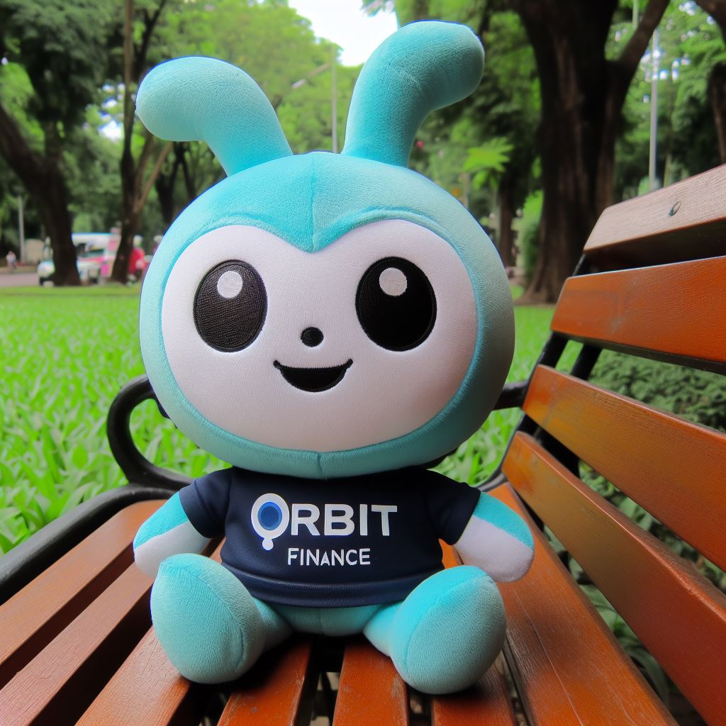 A personalized mascot, featuring a firm’s logo, sits elegantly on a park bench, produced by EverLighten.