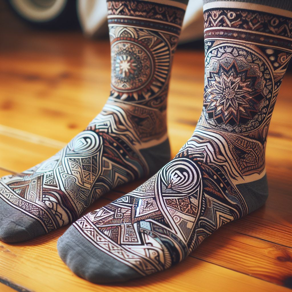 Custom socks with bold patterns and graphic designs manufactured by EverLighten.