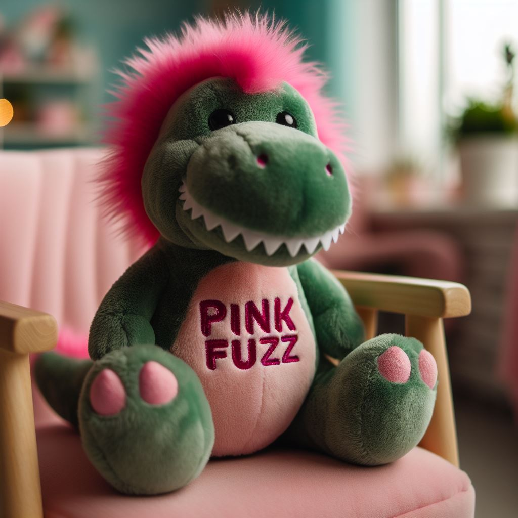 A cute dinosaur custom plush toy with the brand's name. It is customized by EverLighten.