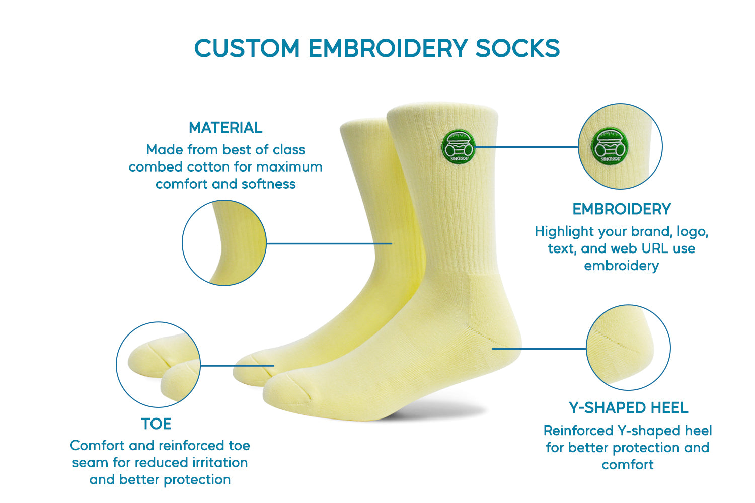 custom embroidered socks by Everlighten