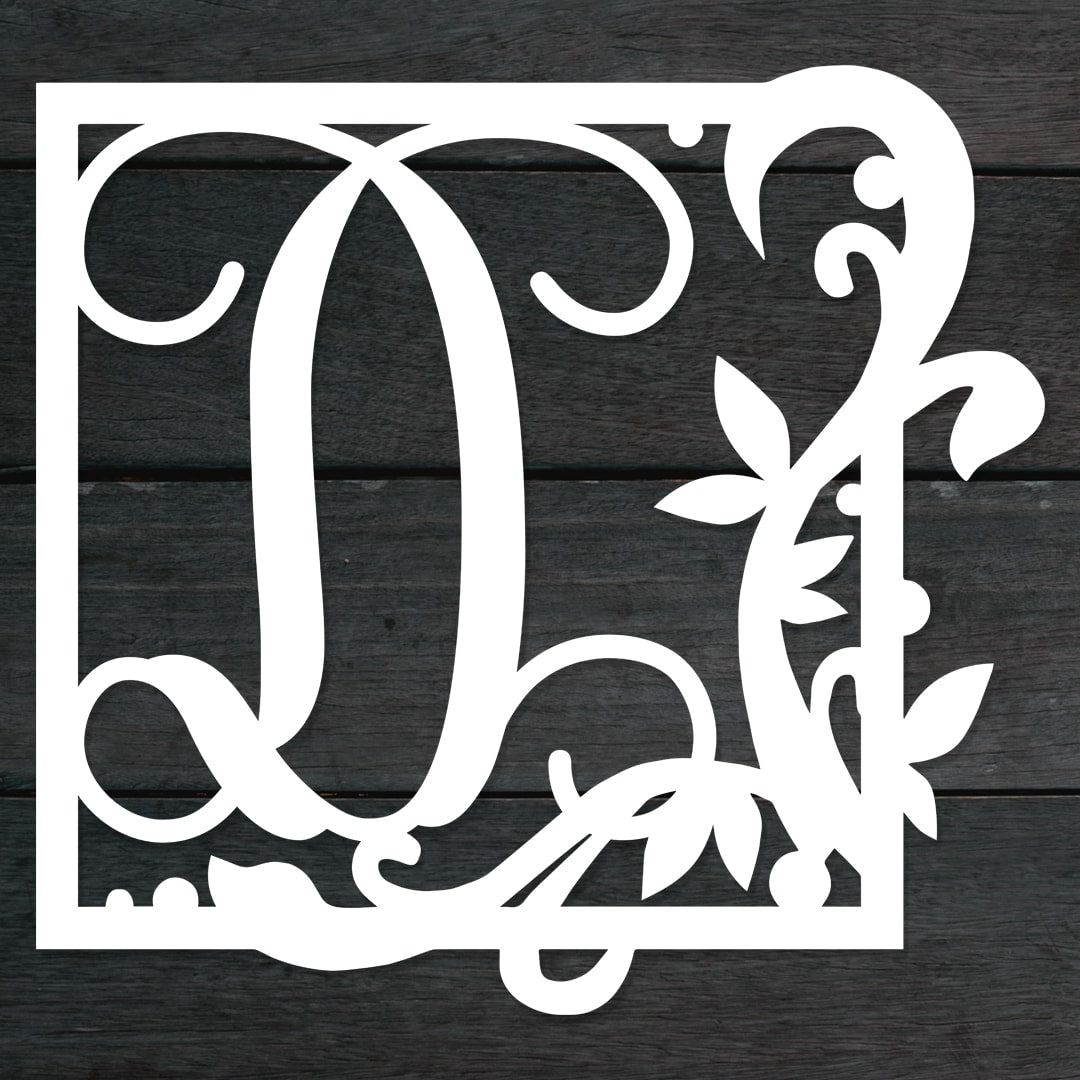 Floral Square Monogram - Etched On Wood