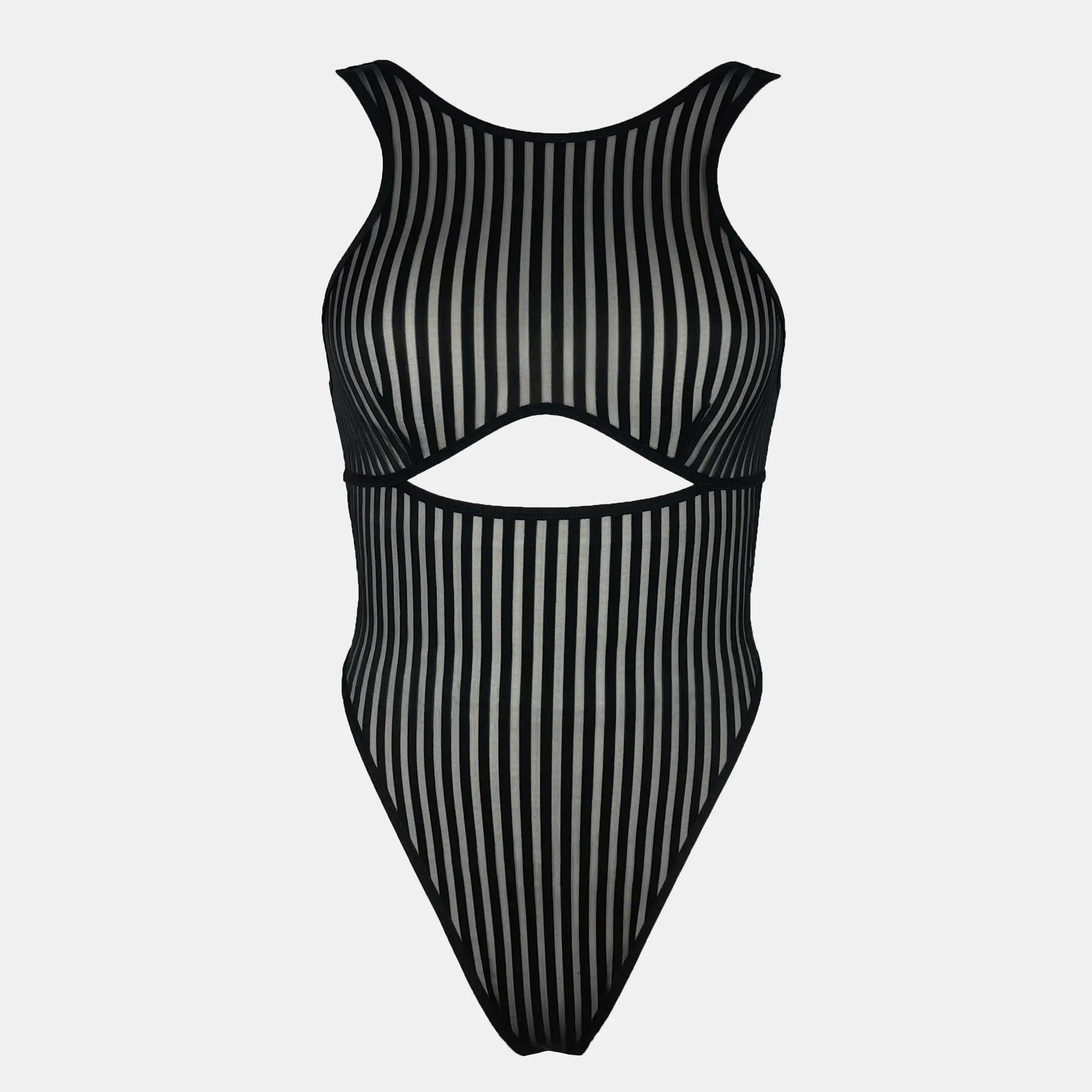 Monique Morin Lingerie - Bodysuit - Women's - Sheer Striped Microfiber