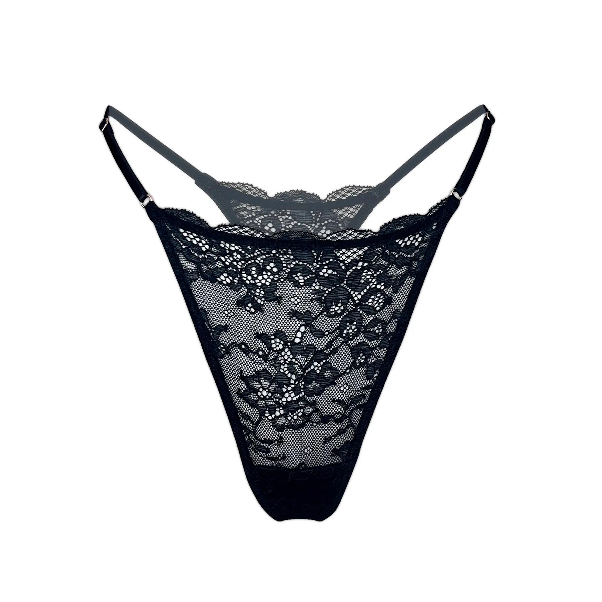 Wild Lace Micro-G Thong Black - Monique Morin Lingerie