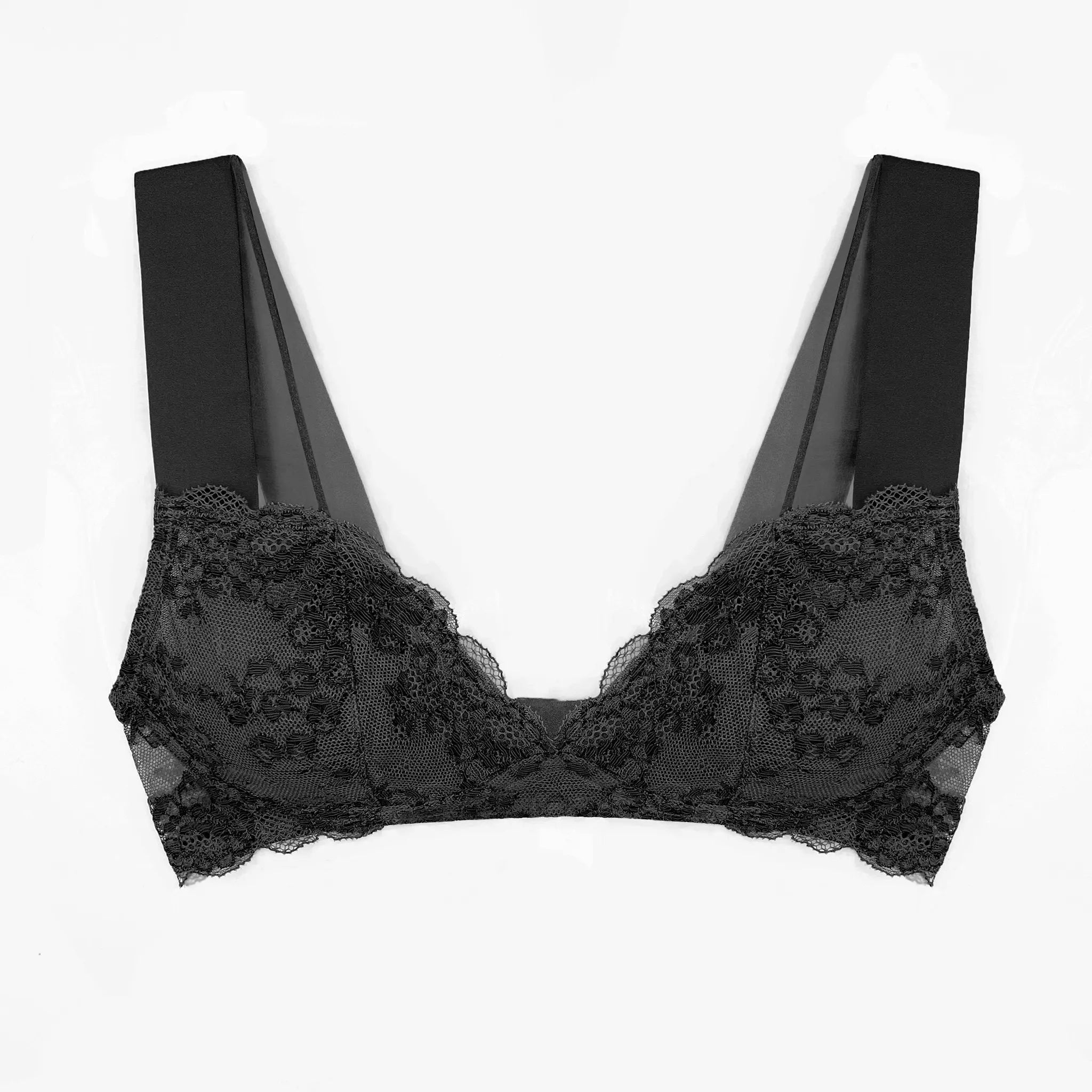 MELENECA Balconette Underwire Sexy Lace Bra for Women Black 34F
