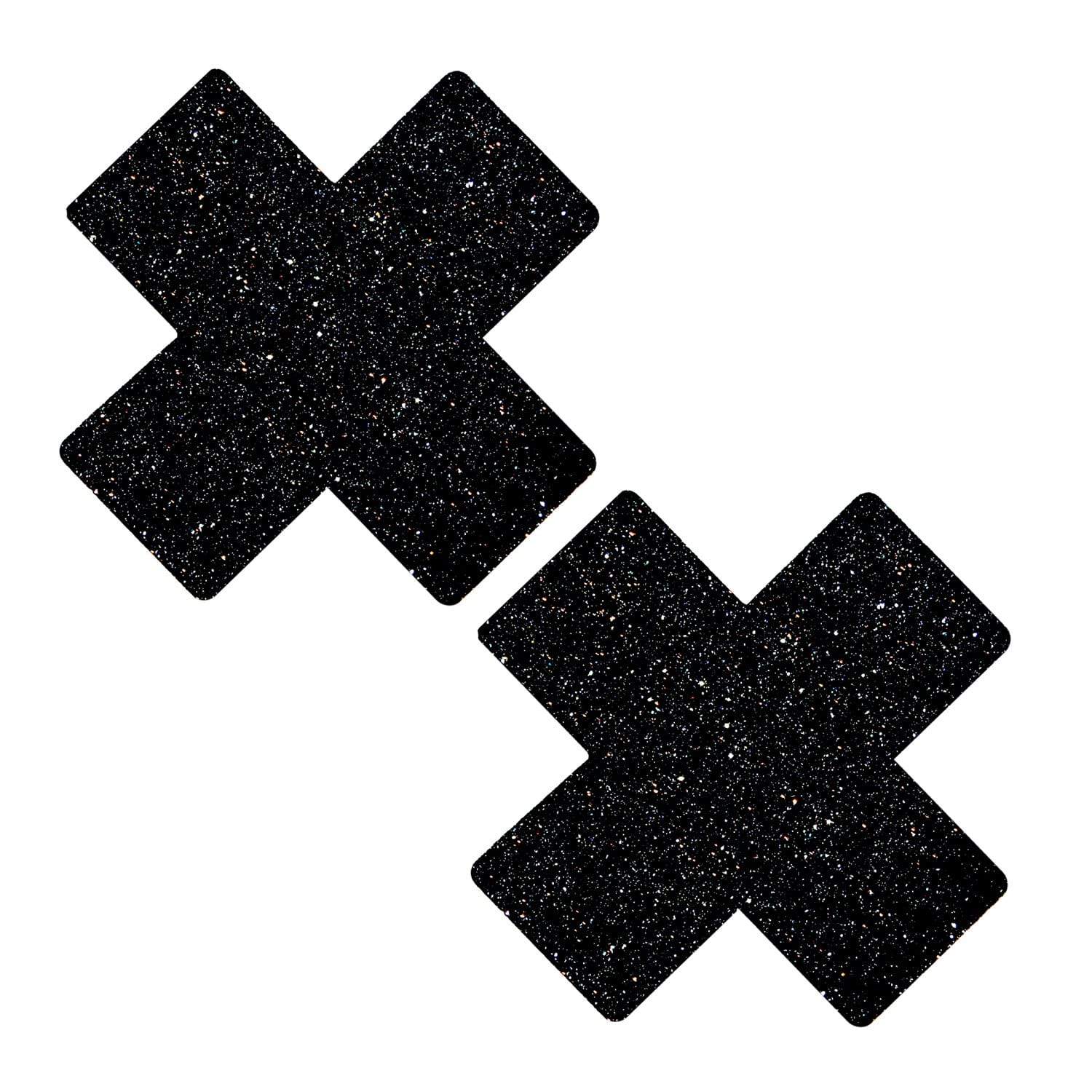 Black Malice Glitter X Factor Nipple Cover Pasties - NevaNude product image