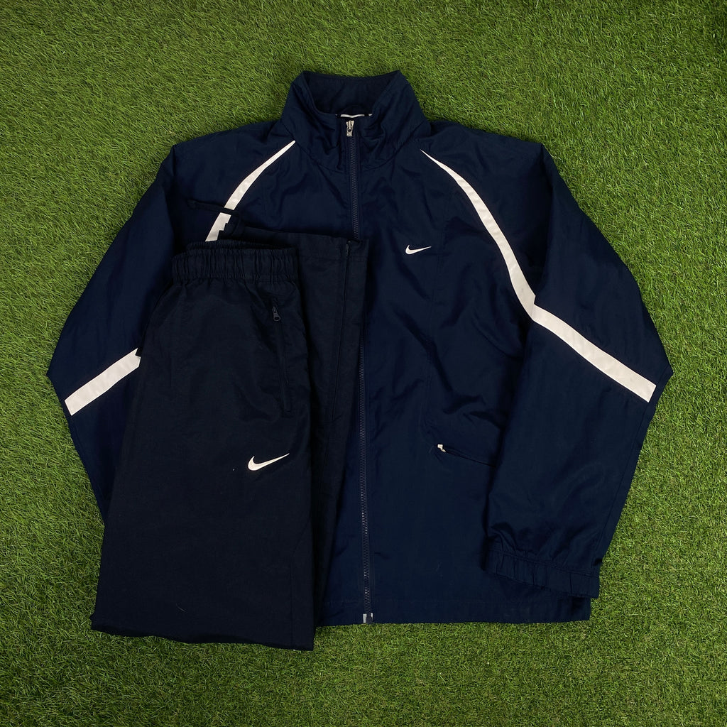 90s Nike Cotton Windbreaker Jacket + Joggers Set Brown Medium