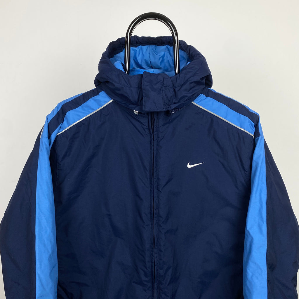 00s Nike Reversible Sidewinder Fleece Coat Jacket Blue Small