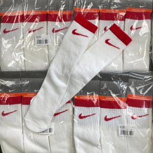 white and red nike socks