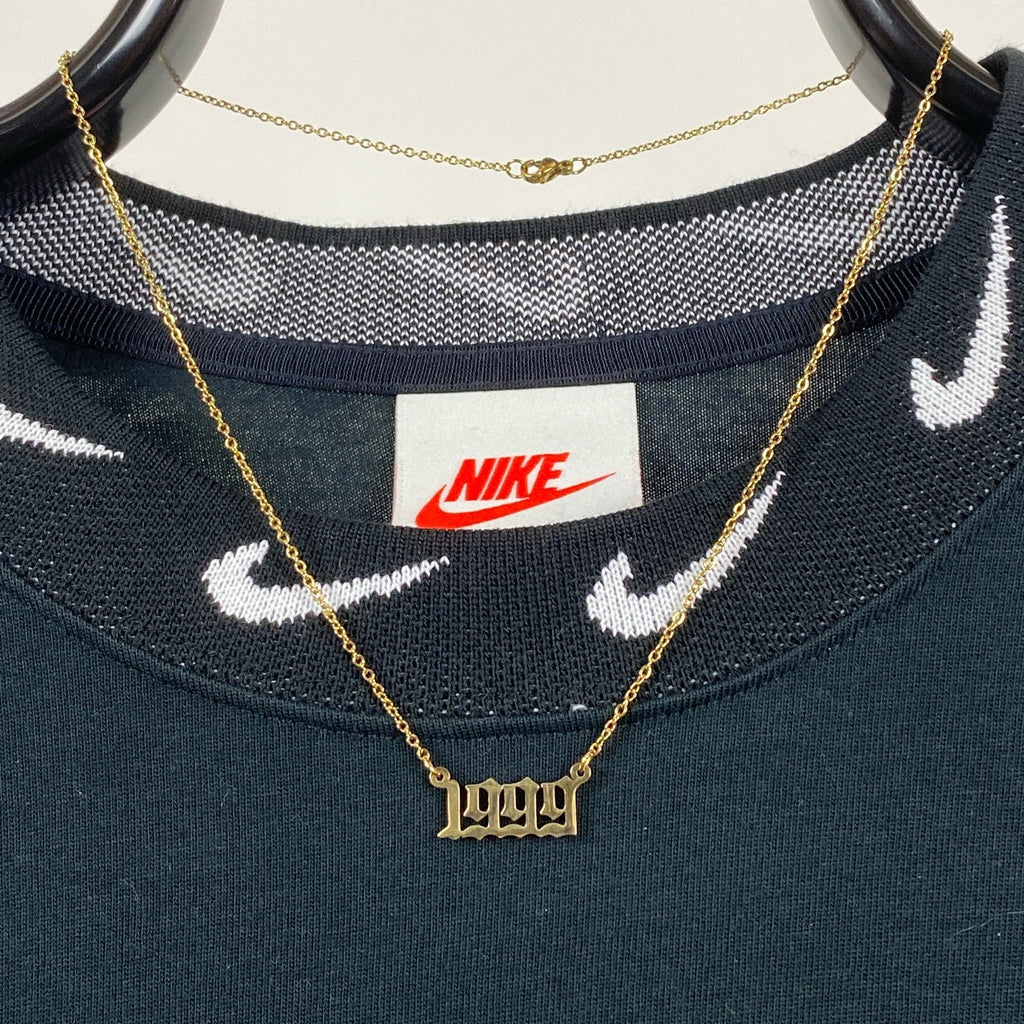 Nike Swoosh Logo Pendant + 20 Link Necklace Gold Plated Stainless Steel