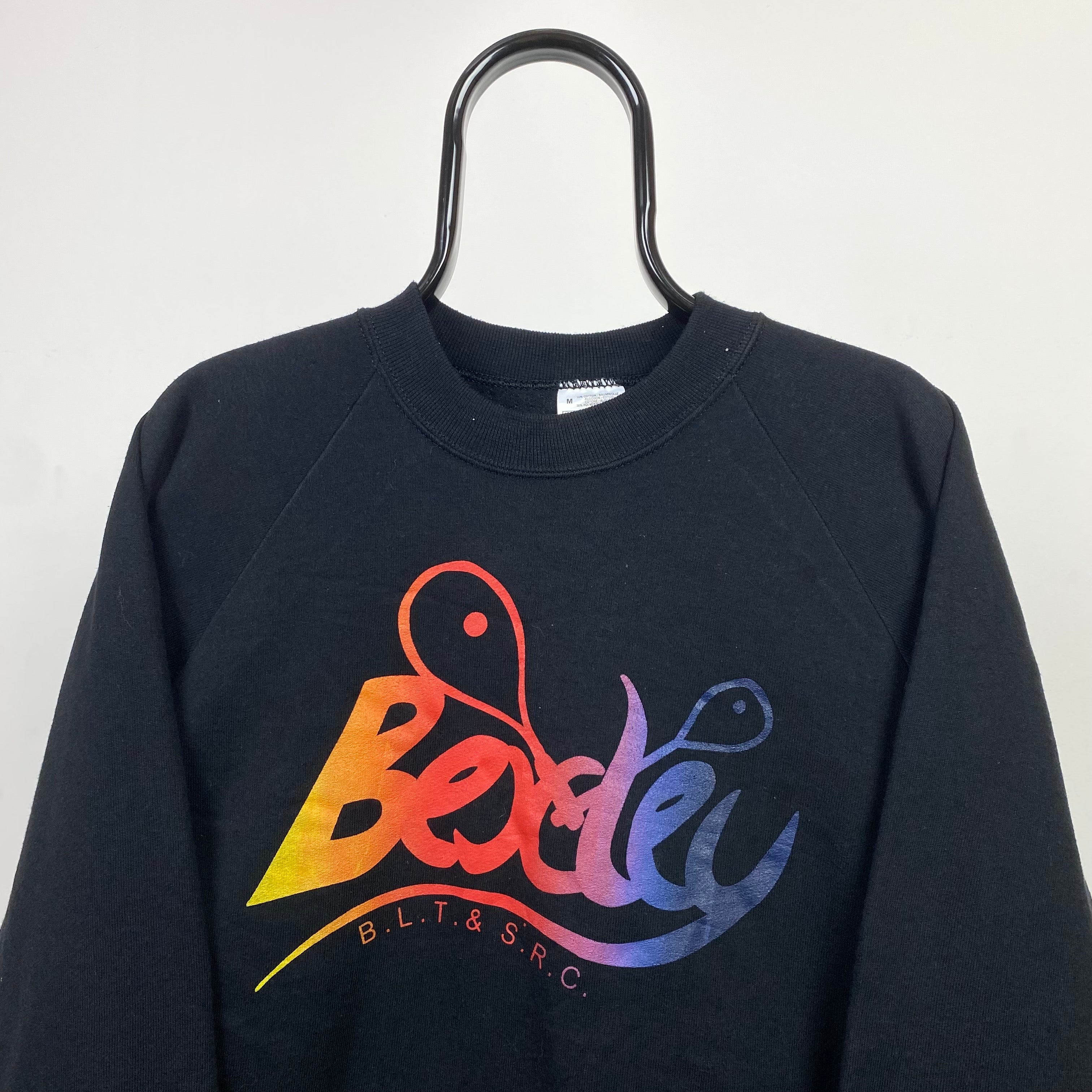 Retro 90s Tennis Sweatshirt Black Medium