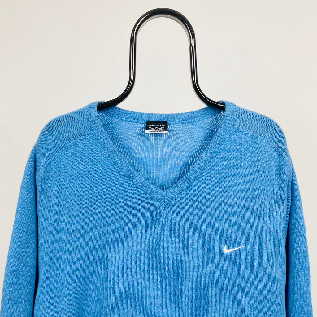 Vintage Nike Mock Neck Sweatshirt Blue XXL Clout Closet