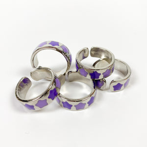 Retro Adjustable Star Ring Silver Purple