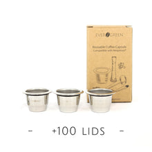Carica l&#39;immagine nel visualizzatore di Gallery, Evergreen® Reusable Capsule for Nespresso® - with single-use lids - Evergreen Capsules