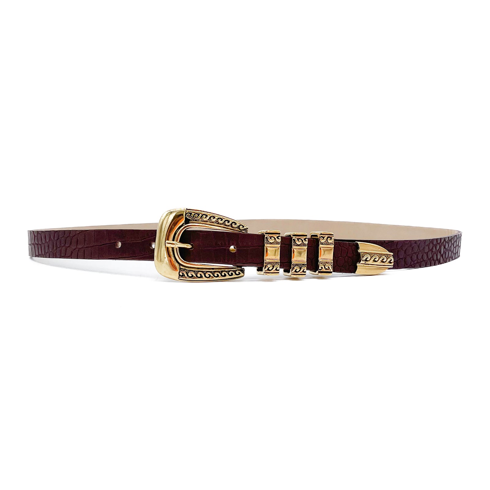 Fay - Cognac Leather Belt Gold Western Vintage Buckle Set | Streets ...