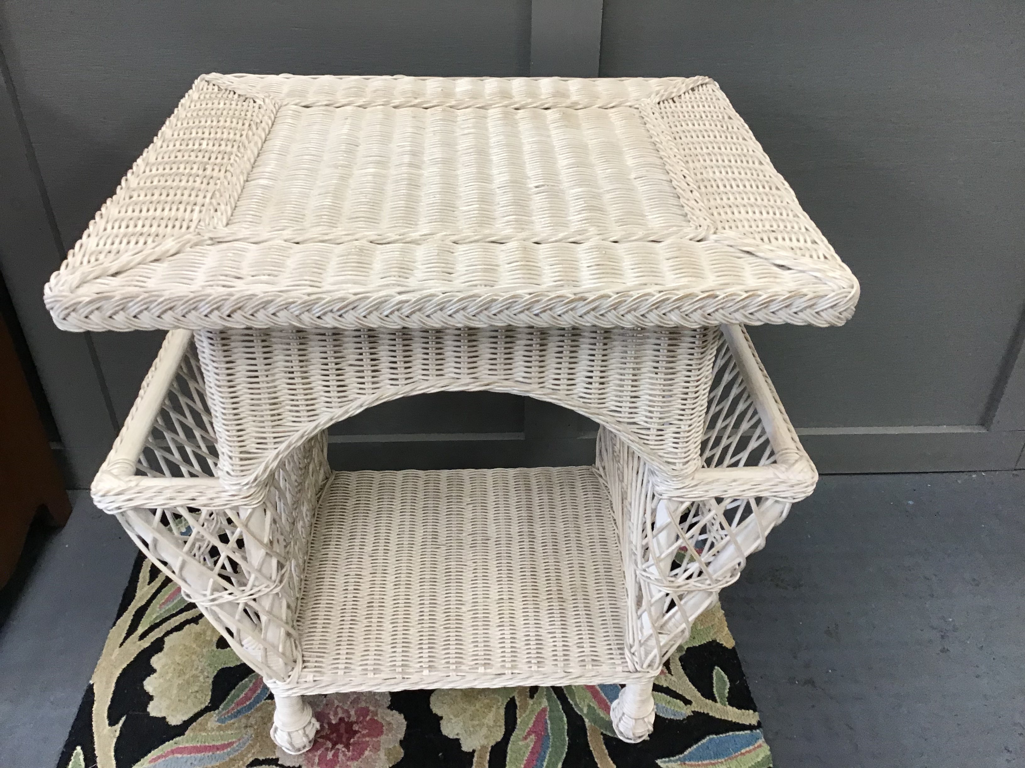 Wicker Magazine End Table