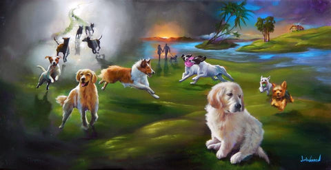 All Dogs Go to Heaven 6 by Jim Warren – Michael Godard Art Gallery