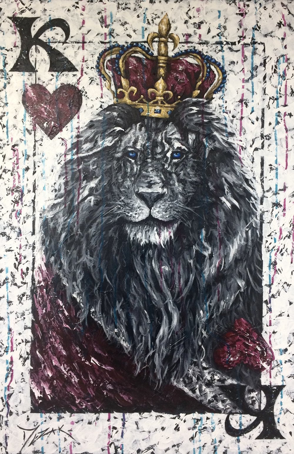 lion wearing crown art