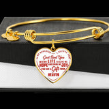 To My Daughter I Believe That God Sent You (Red on White) - Silver Or Gold Finished Heart Bangle Bracelet