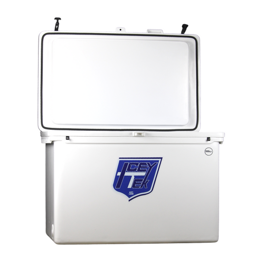 Icey-Tek 1100 Quart Rotomold Ice Chest/Cooler with Runners - White