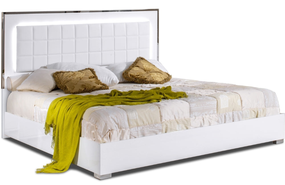 Modern White High Gloss Bed by Freya