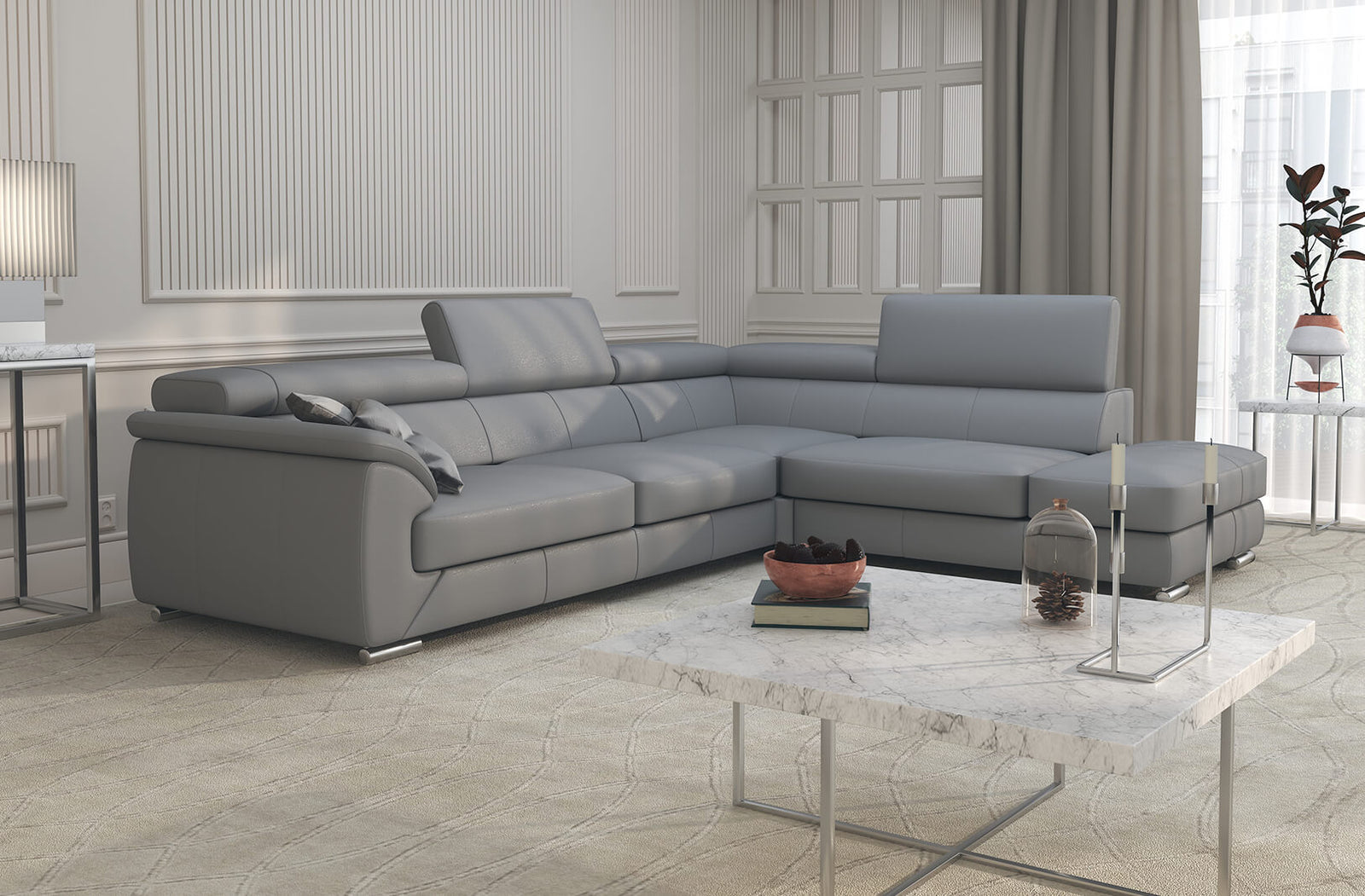 nicole reclining leather upholstered sectional sofa