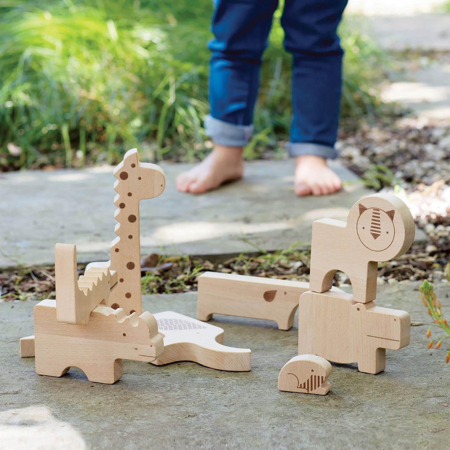 petit collage safari wooden animal puzzle