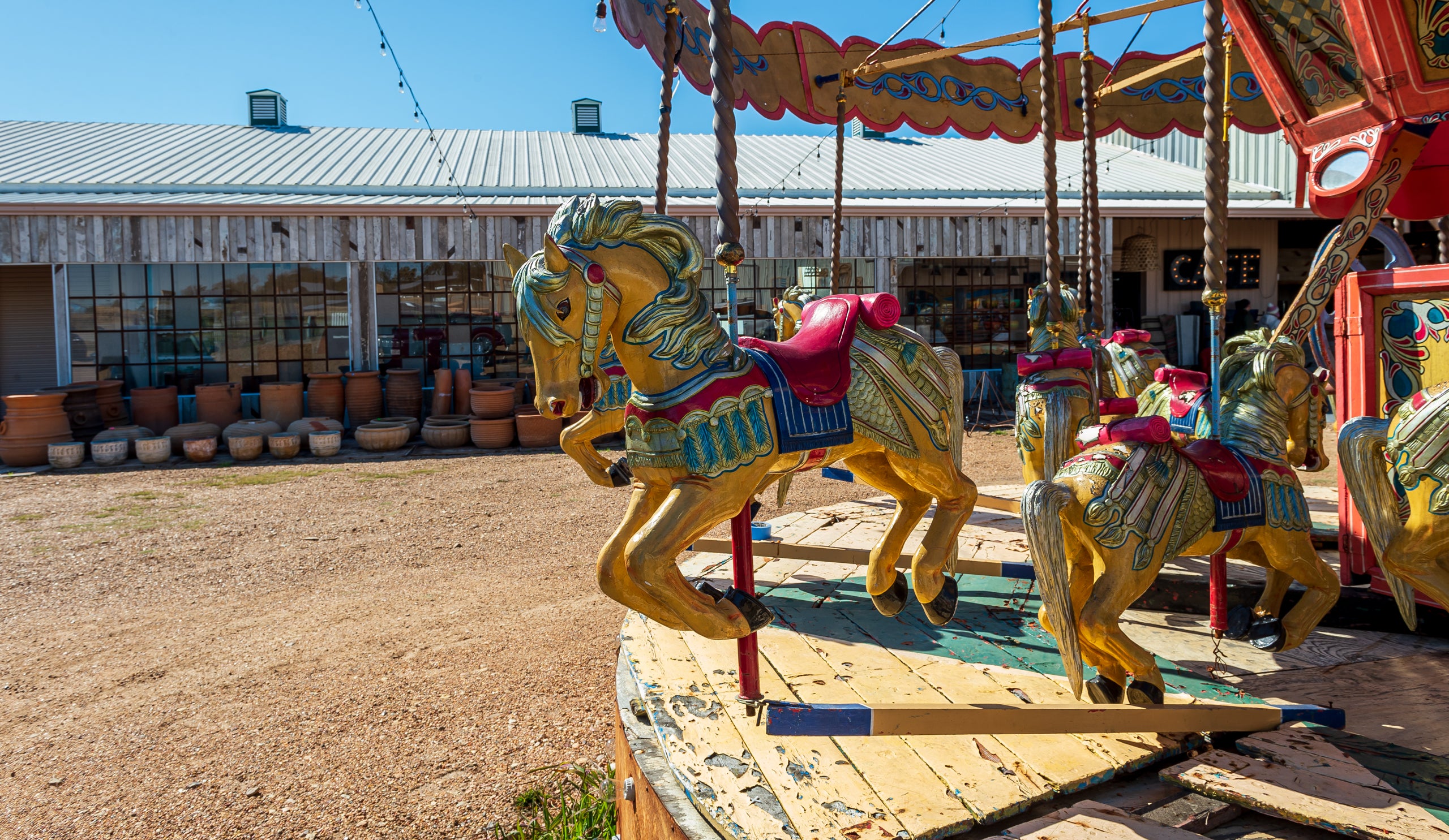 Out door photo of vintage merry go round 