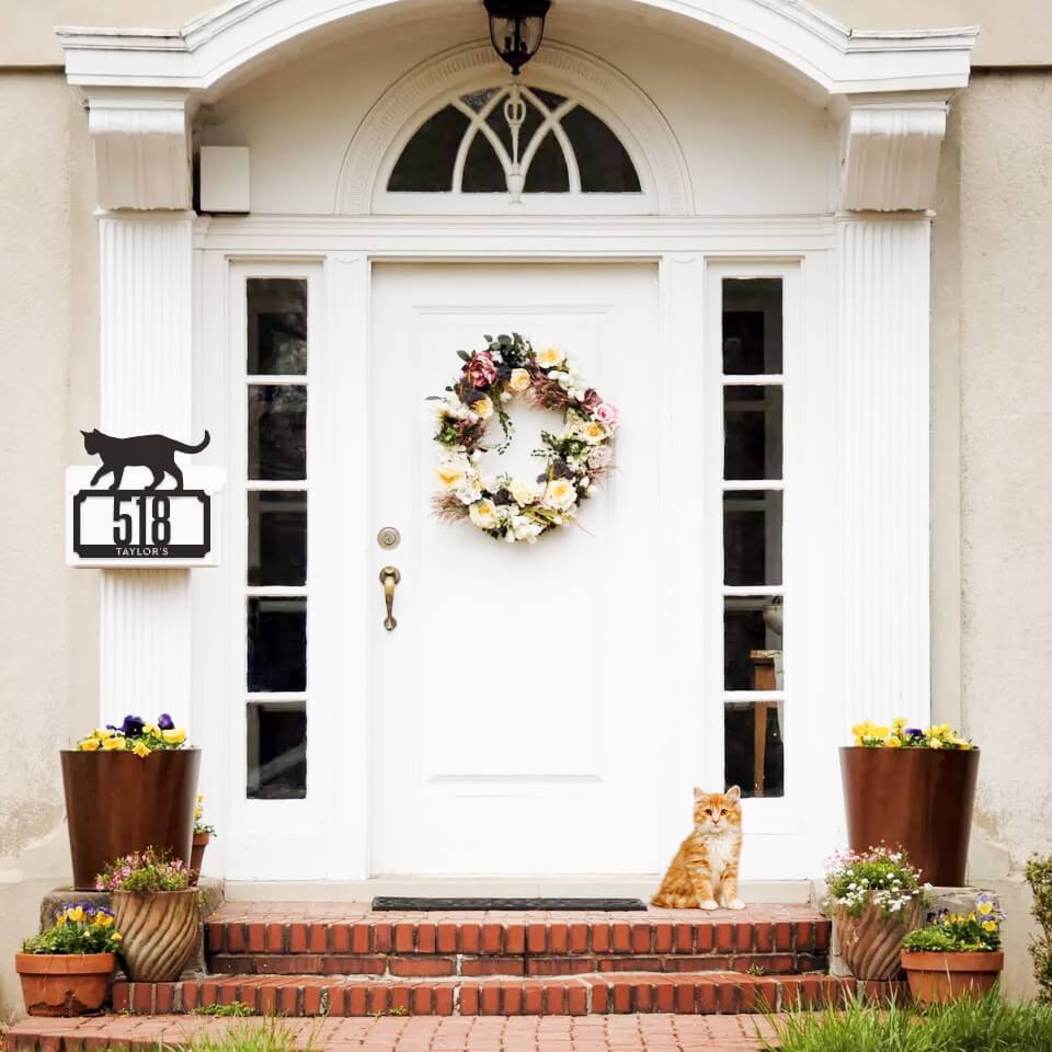 2 Line Cat Address Monogram - Black - 17x18