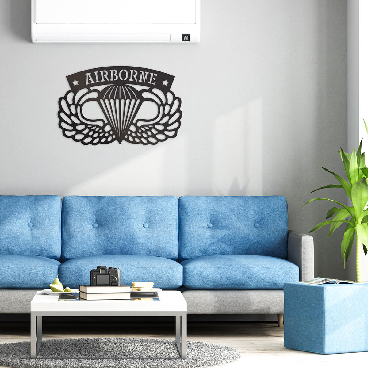 Airborne Emblem Wall Dècor - Black - 18x11