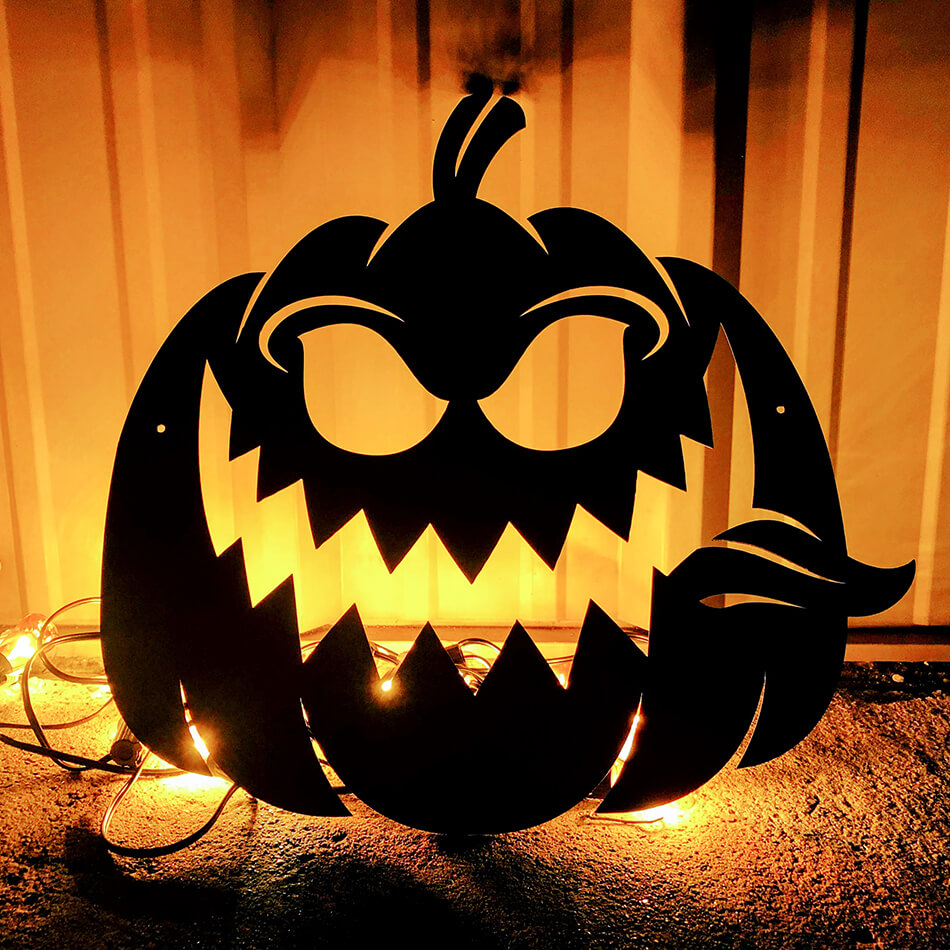Halloween Evil Pumpkin - Black - 18x18