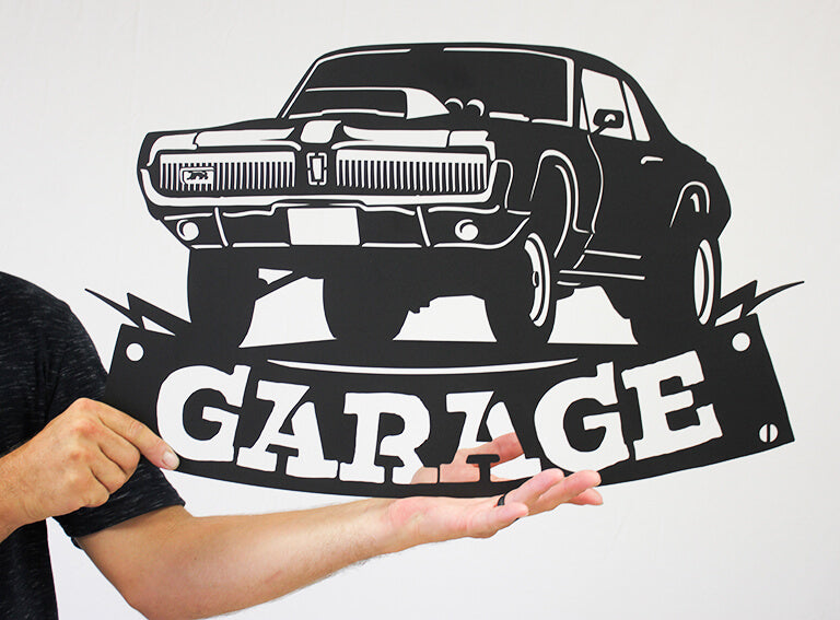 Garage Metal Sign - Black - Pickup Truck 12 X 24