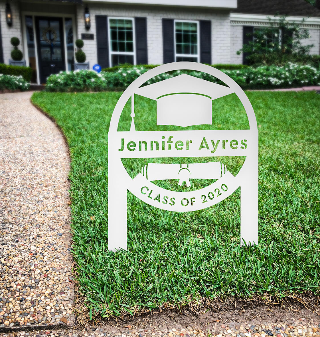 Graduation Monogram Yard Sign - Black - 17x24