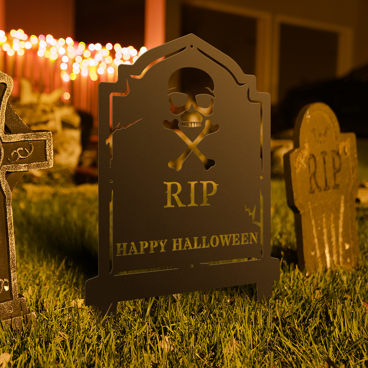 Halloween Tombstone Monogram - Black - 30x21