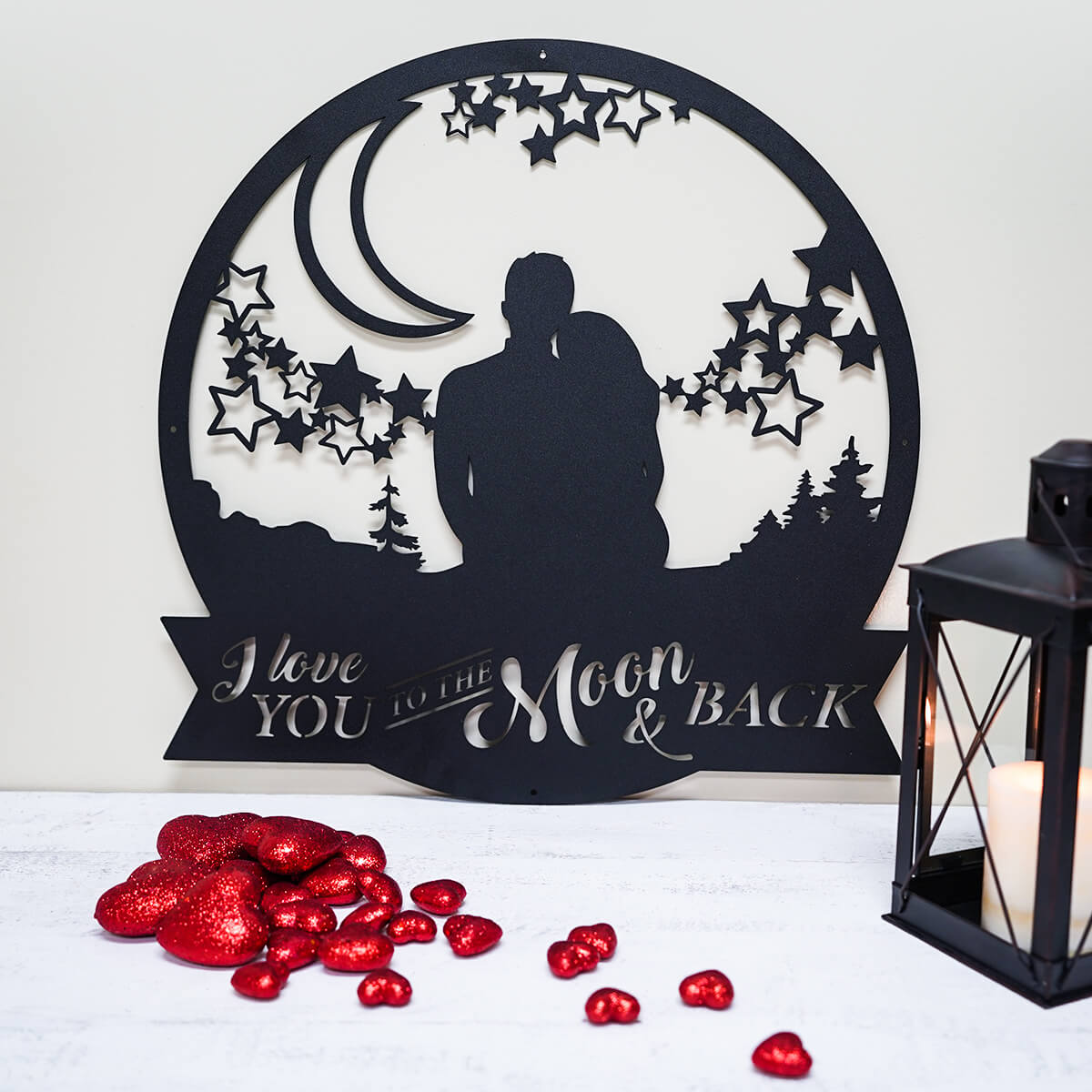 Love You To The Moon Wall Art - Black - 18