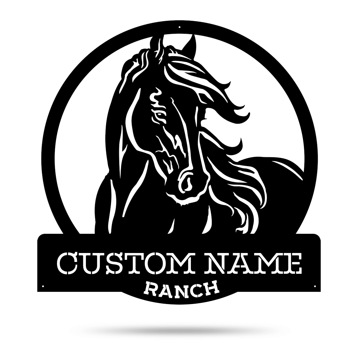 Personalized Horse Ranch Sign - Black - 24x24