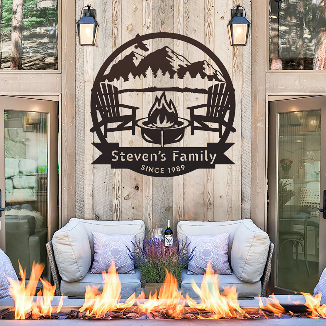 Personalized Campfire Monogram - Black - 18