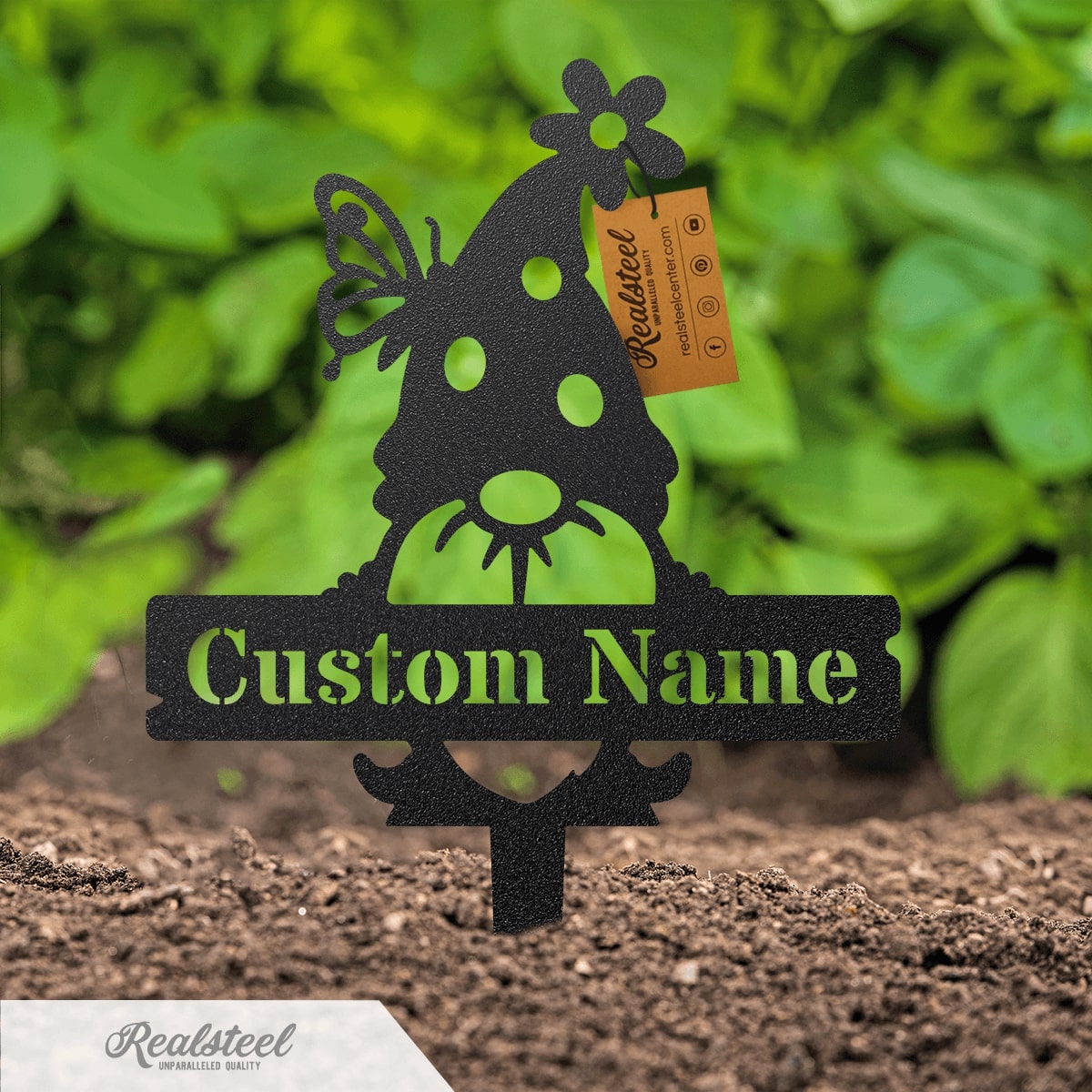 Custom Garden Gnome Plant Markers - Black - Large