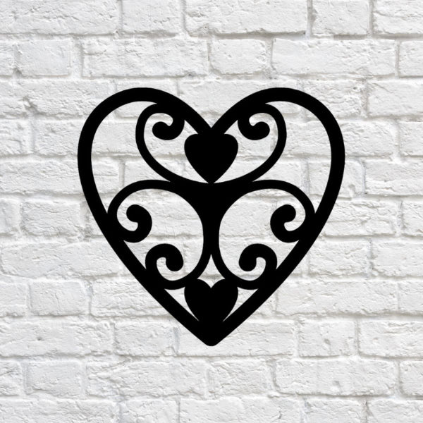 Elegant Heart Wall Art - Black - 12