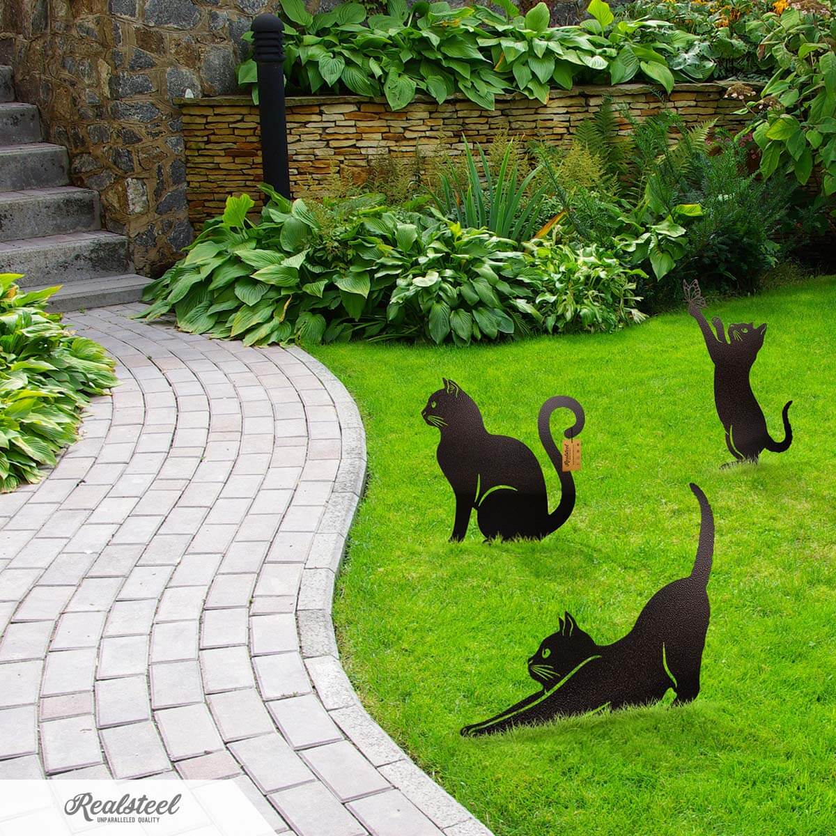 Garden Art - Cats 3 Pack - Black - Assorted