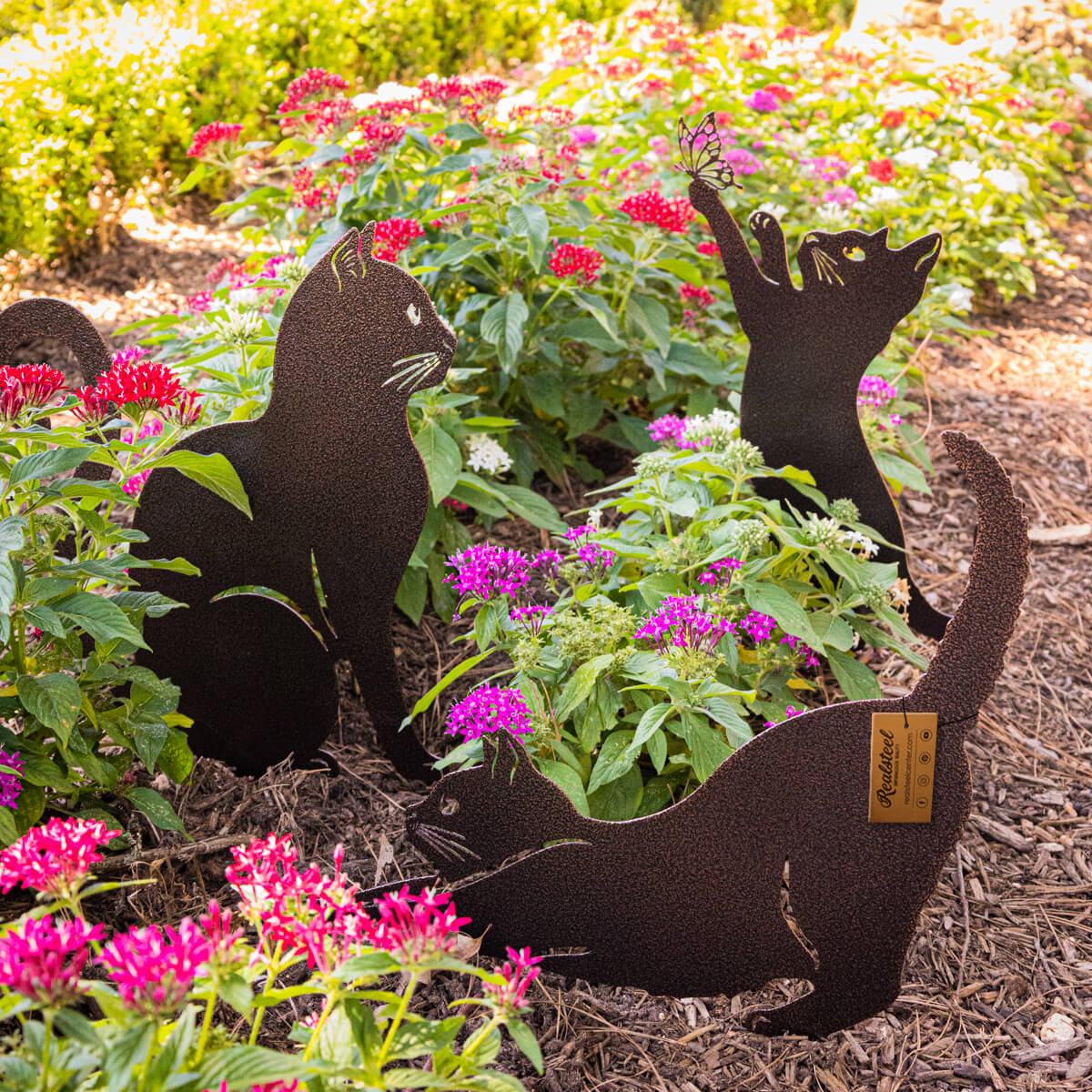 Garden Art - Cats 3 Pack - Black - Assorted