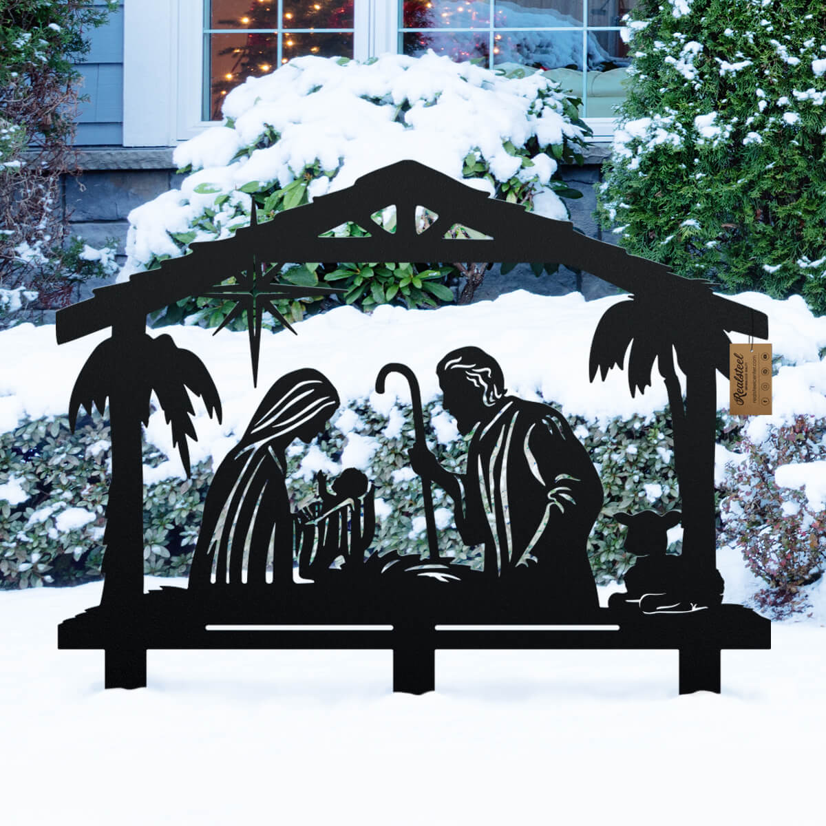 Garden Art - Nativity Scene - Black - 24 X 22