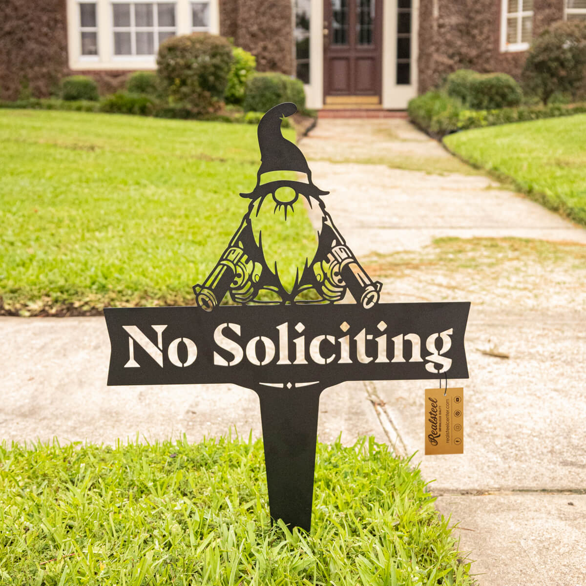 Garden Art - No Soliciting Gnome - Black - 22.5 X 32