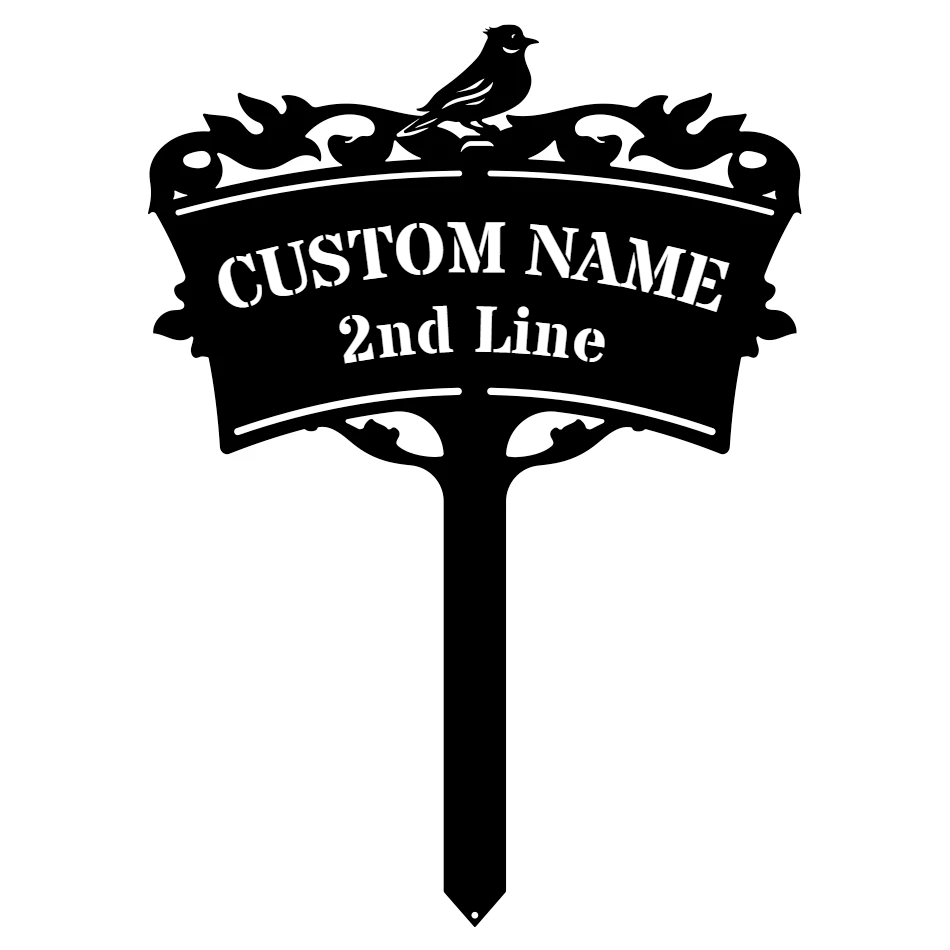 Garden Monogram Yard Sign - Black - 18x24